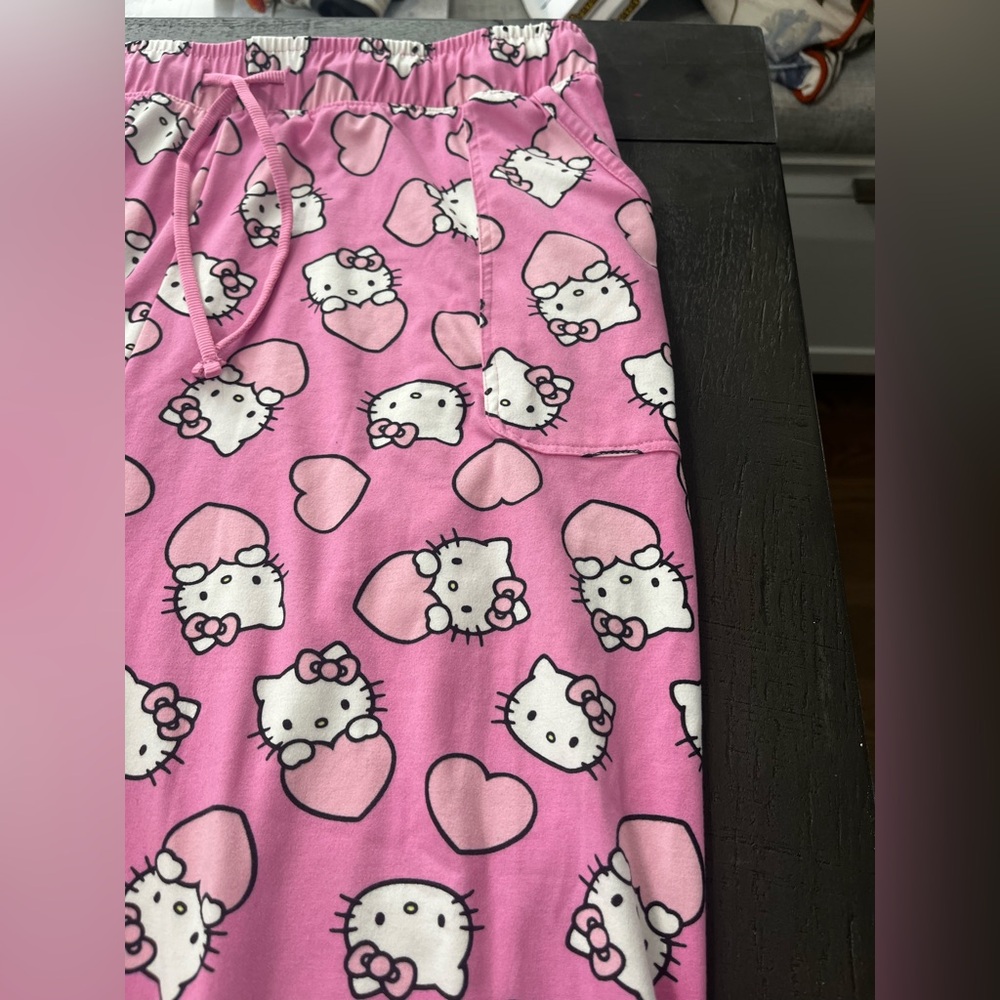 Hello Kitty‎ Pink Women's Pajama Pants Hearts Drawstring Comfy Cute Soft Medium - Picture 4 of 8